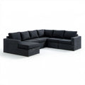 5-częściowa narożna sofa ogrodowa z technorattanu, czarna, 280 × 210 × 65 cm