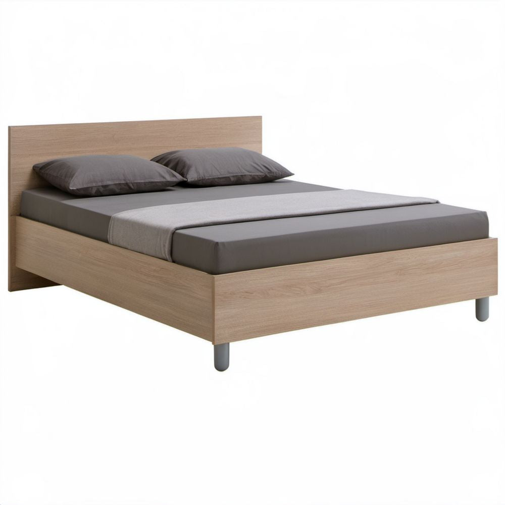 Łóżko dwuosobowe z ramą 160 × 200 cm z płyty wiórowej laminowanej, dąb sonoma
