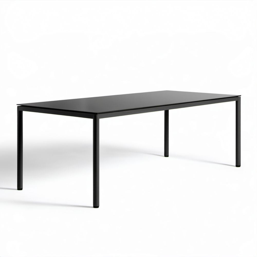 Prostokątny stół ogrodowy aluminiowy czarny 180 x 90 x 75 cm