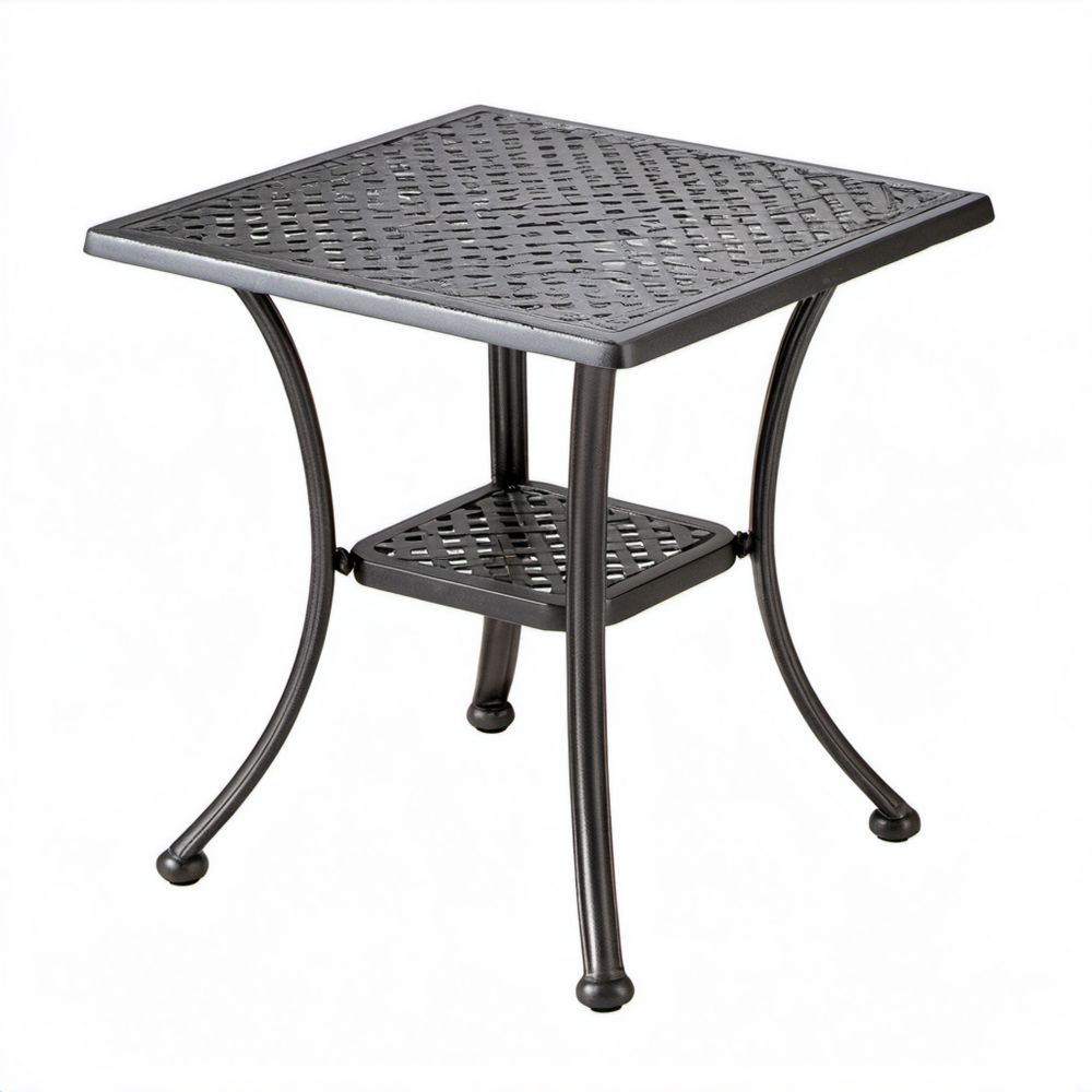 Kwadratowy metalowy stolik ogrodowy czarny 66 x 66 x 70 cm