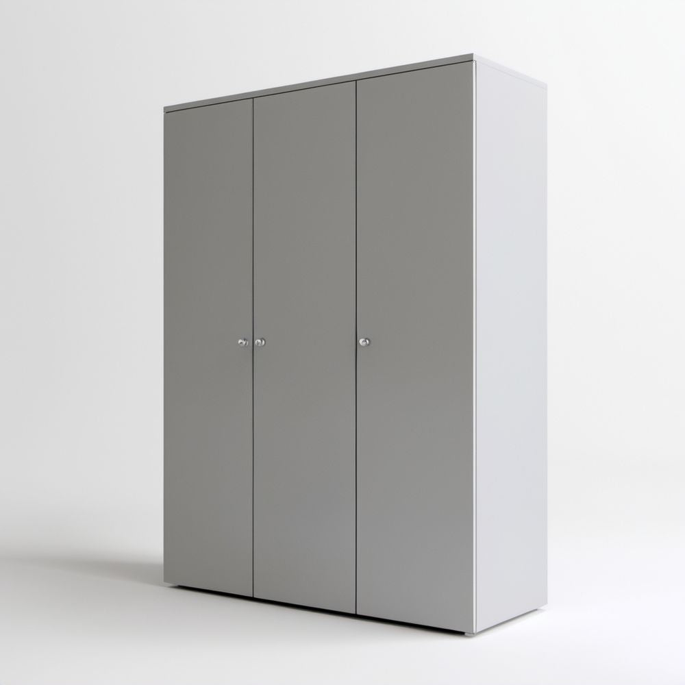 Trzydrzwiowa szafa z płyty wiórowej 120 x 52 x 180 cm szaro-biała
