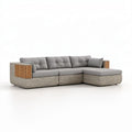 Ogrodowa sofa narożna L z technorattanu i aluminium, szaro-brązowa, 245 × 170 × 70 cm
