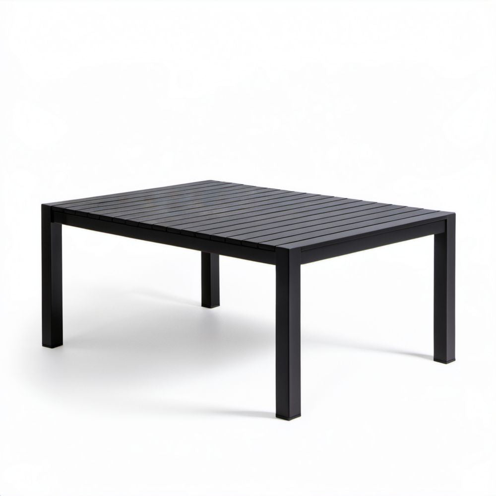 Prostokątny stół ogrodowy aluminiowy czarny 150 x 90 x 75 cm