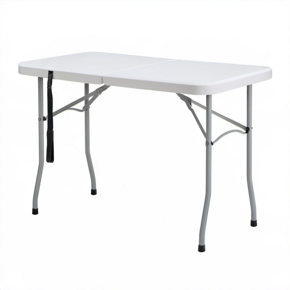 Składany stół biały z blatem HDPE i stalowym stelażem 180 x 74 x 74 cm