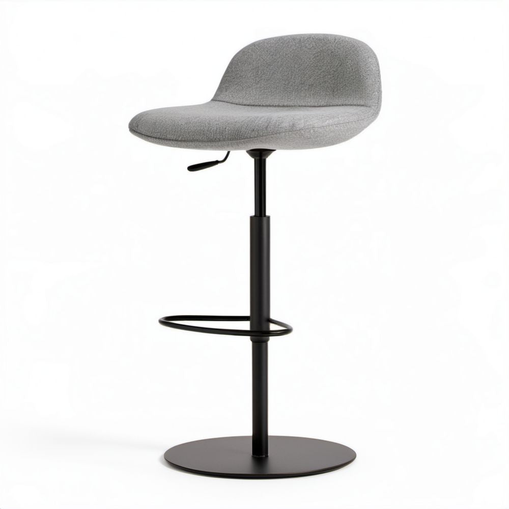 Regulowany hoker barowy szary z tapicerką tekstylną i metalową podstawą 50 × 52 × 88–109 cm